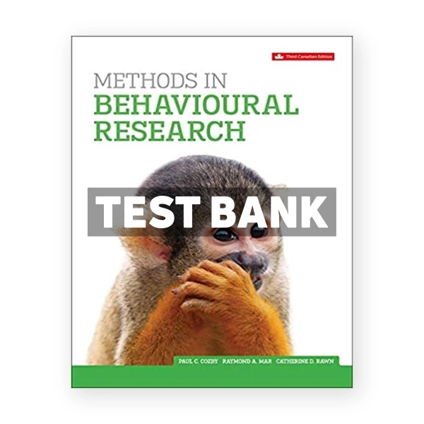 Methods In Behavioural Research (Canadian) 3rd edition Cozby Test Bank