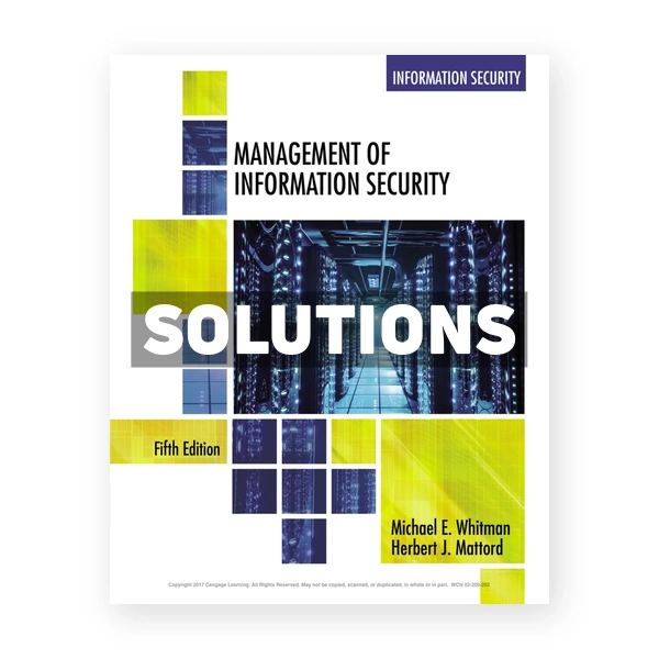 Management of Information Security 5th edition Whitman Solutions Manual