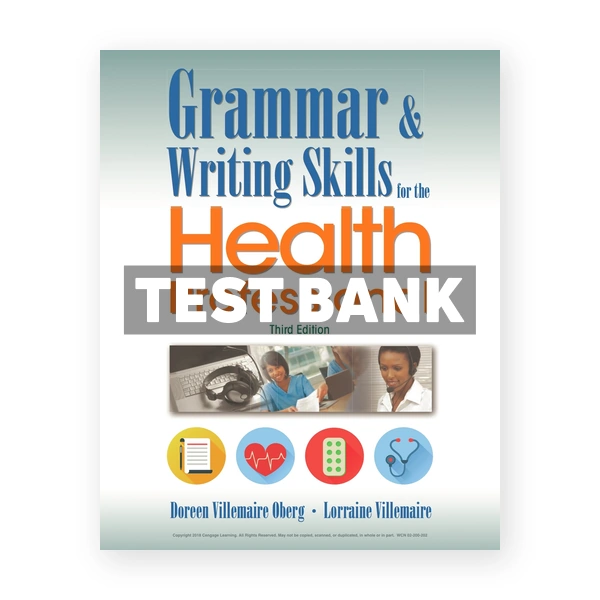 Grammar and Writing Skills for the Health Professional 3rd edition Oberg Test Bank