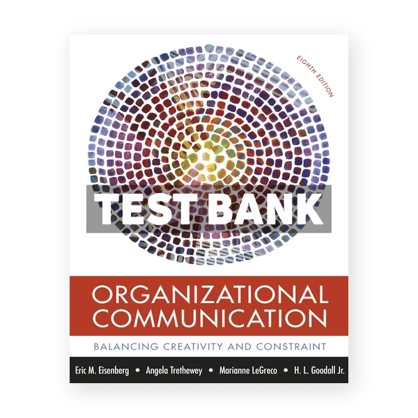 Organizational Communication Balancing Creativity and Constraint 8th edition Eisenberg Test Bank