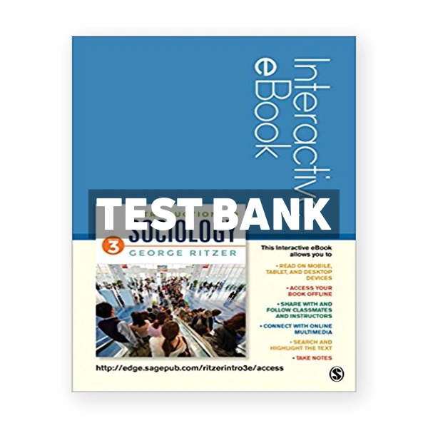 Introduction to Sociology Interactive eBook 3rd edition Ritzer Test Bank