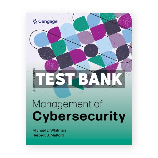 Management of Cybersecurity 7th edition Whitman Test Bank